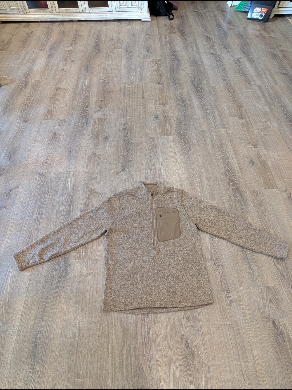 KUIU Base Camp Half-Zip Fleece Pullover Sweater in Khaki Heather